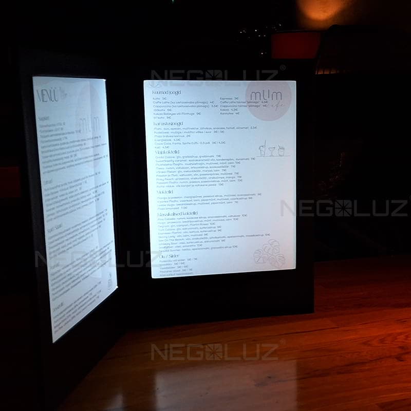 menu éclairé restaurant